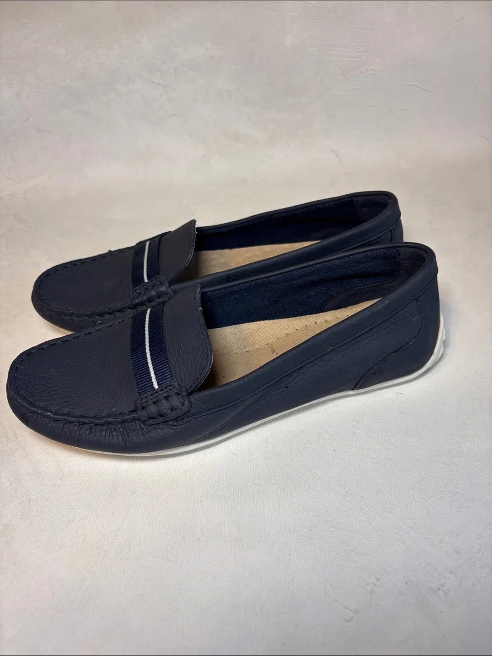 Clarks Ultimate Comfort Dameo Vine Navy Slip-On Loafers Moccasins, leather, 7.5